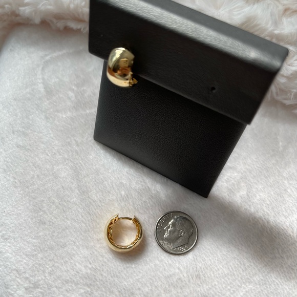 MIA FIORE Made In Italy 14kt Gold Polished Thick Chunky Huggie Earrings - Picture 2 of 13